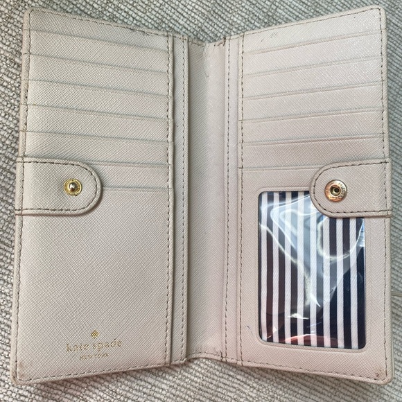 kate spade Perforated tan Leather Continental Wallet with Gold Logo - Picture 4 of 6